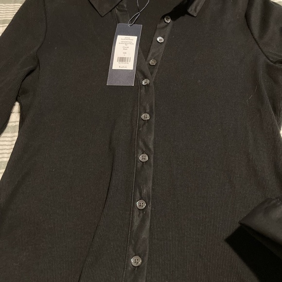 Veronica Beard Black Button-Front Long Sleeve Shirt - Picture 5 of 6